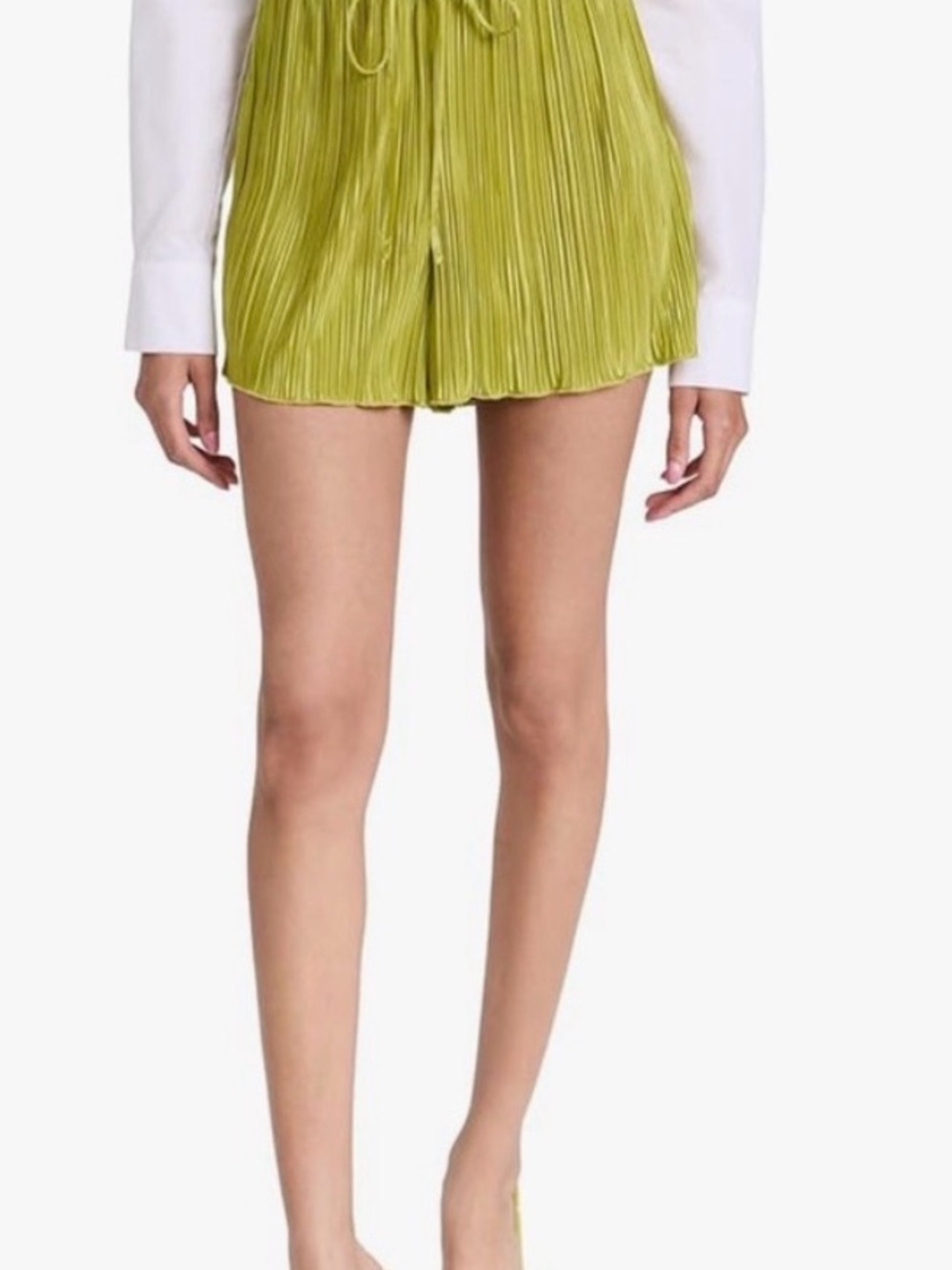 Women's Good American Always Fits Plissé Shorts size 3/4 Lime Chartreuse Green